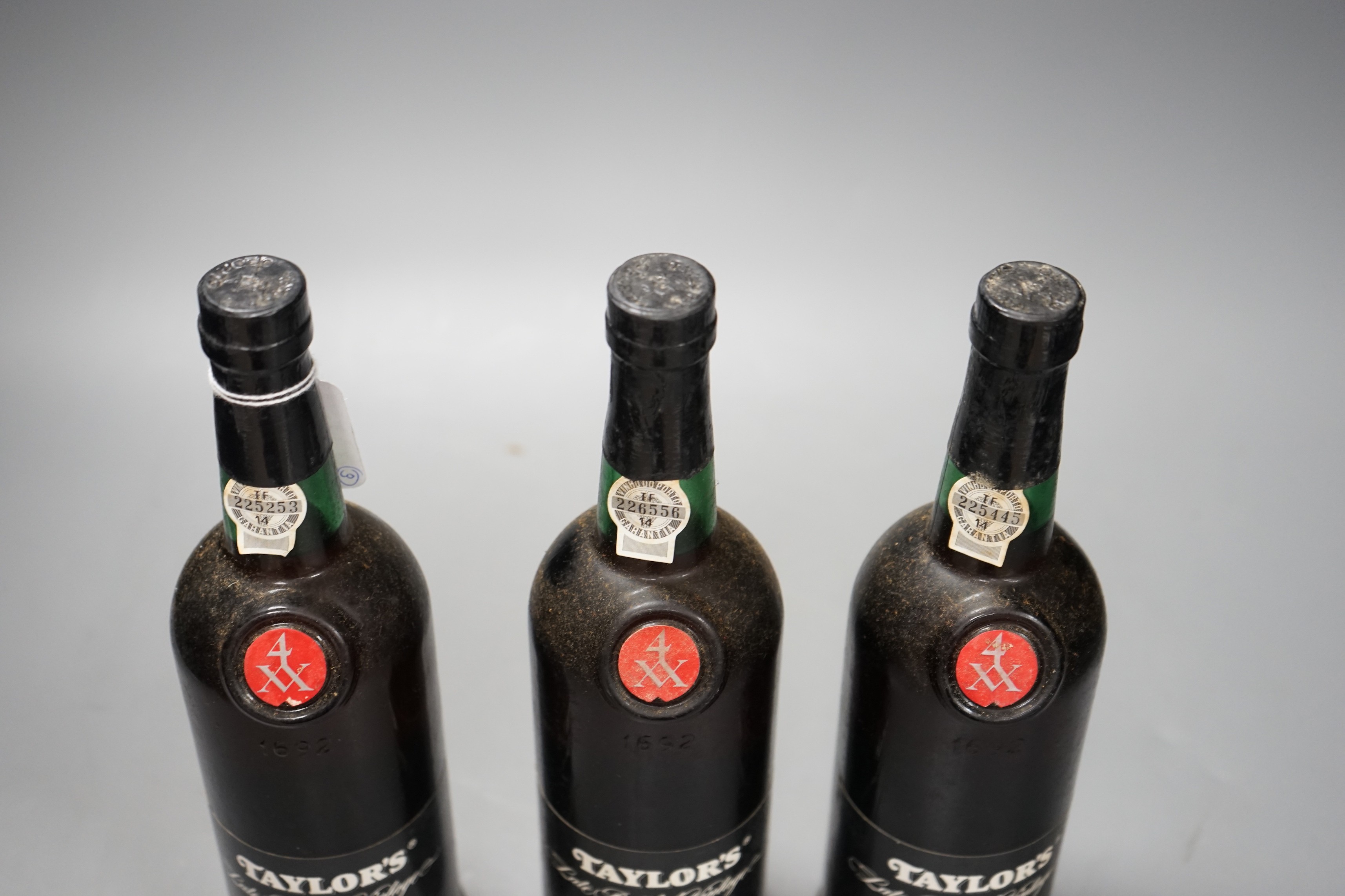 Three bottles of Taylors 1974 Port